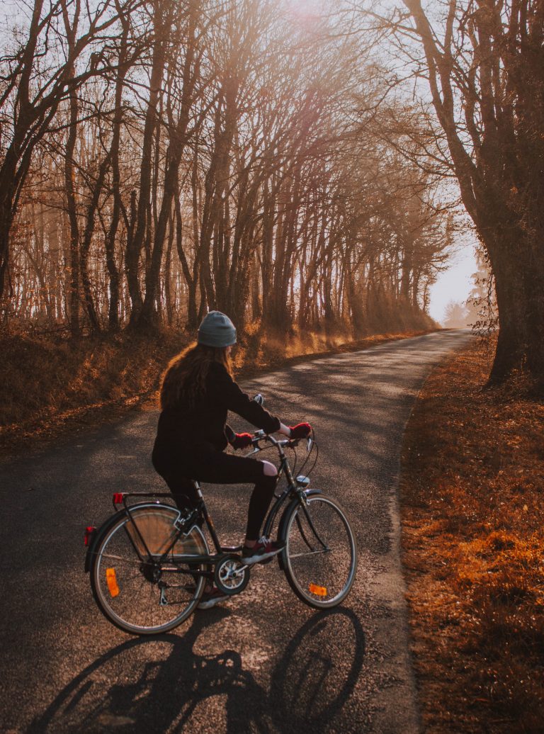 Listening to songs while biking