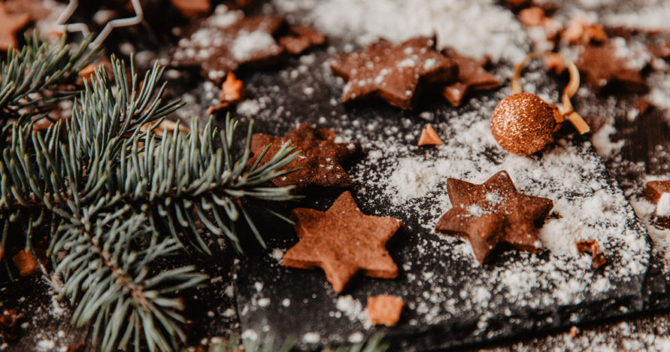 Christmas ornaments and cookies