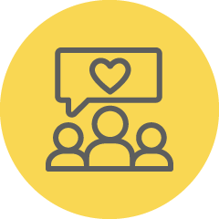 people with heart in speech bubble icon