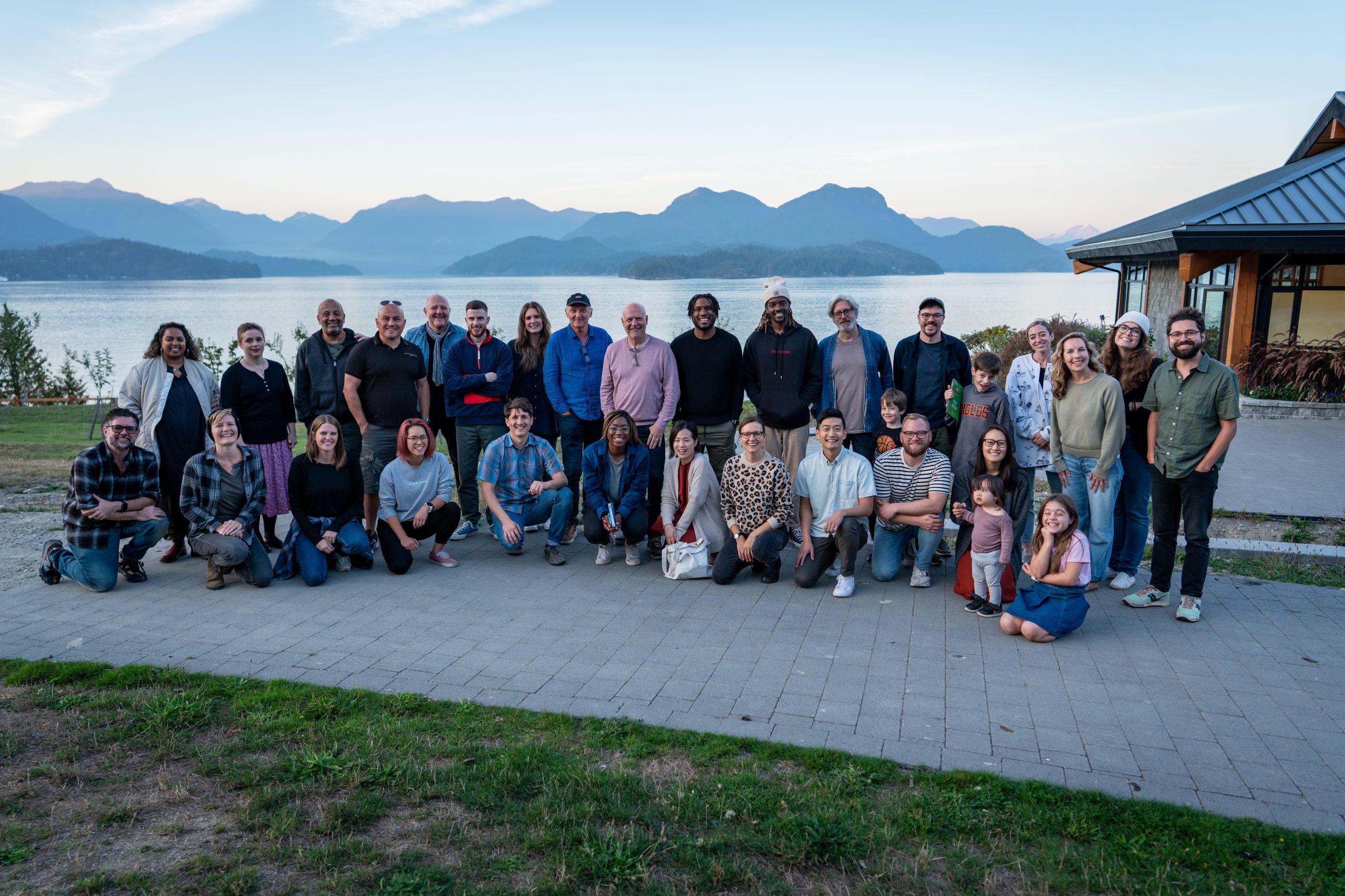 Sanctuary Songs artists group photo at Barnabas Landing, Keats Island, October 2023